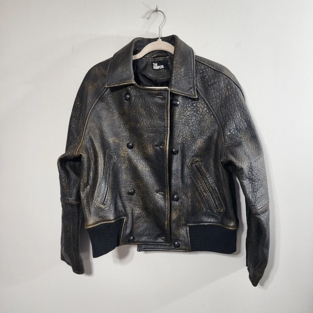 NWT The Kooples Embossed Sheep Leather Jacket